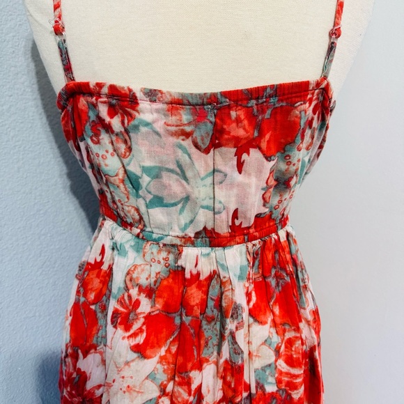 Funky People Women Floral V-Neck Oversized Maxi Lined Dress Size S 100% Cotton - Picture 8 of 11